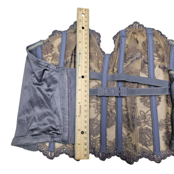 Victorias Secret Lace Bustier 34C Greyish Lavender Floral‎ Embroidery Lingerie - Picture 7 of 9